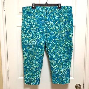 3/$25 SUPER CUTE TEAL/LIME GREEN CATHERINES CAPRI PANTS SIZE 24W